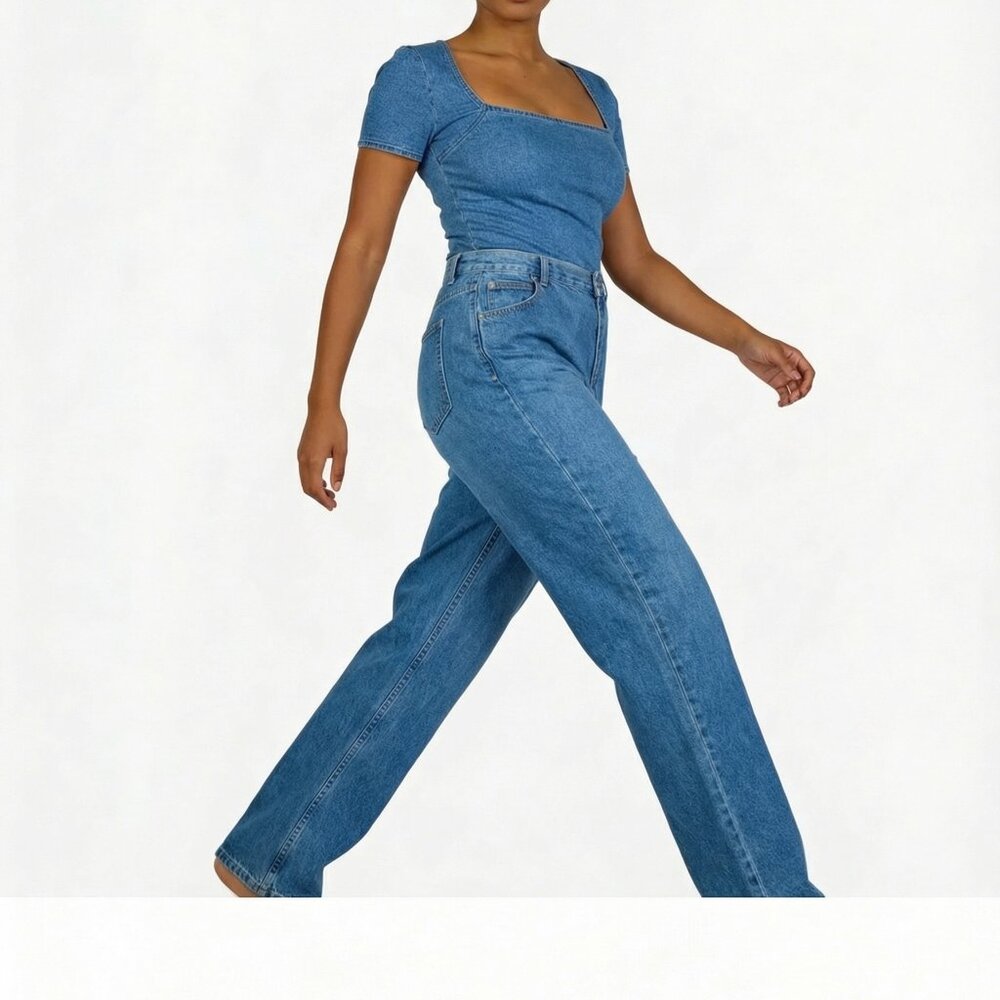 LEE Riders Women's Blue Straight High Rise Y2K Western Jeans Plus Size 18 P